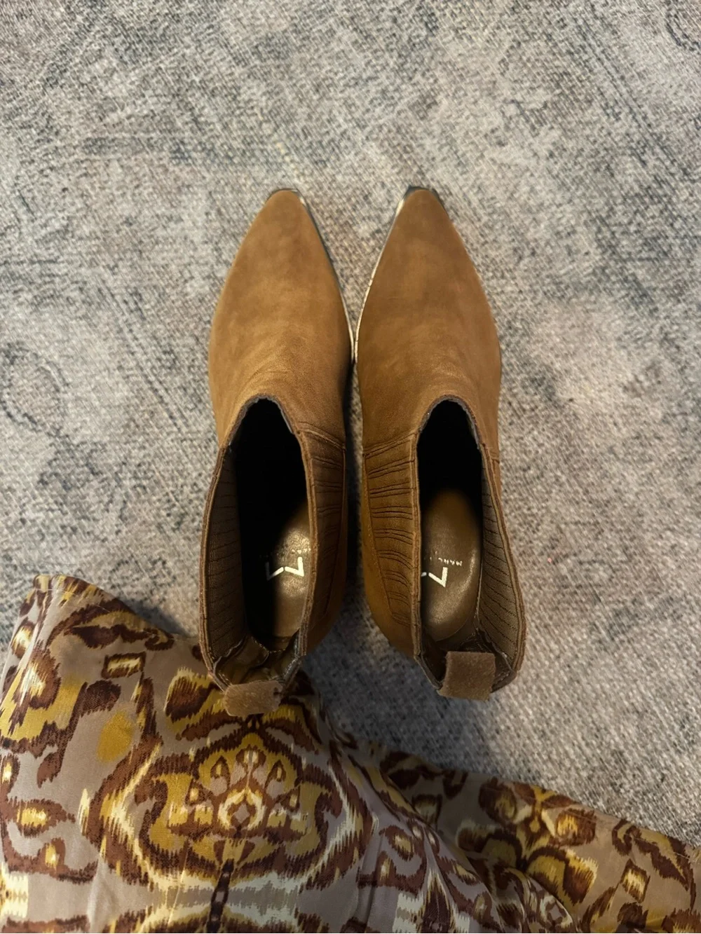 MARC FISHER LTD Yarita Pointed Toe Boot Womens Sz 6.5 Camel Brown Suede NEW